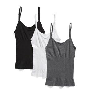 SKINNYGIRL Medium Heather Grey 3pk Seamless Shaping Reversible Camisoles